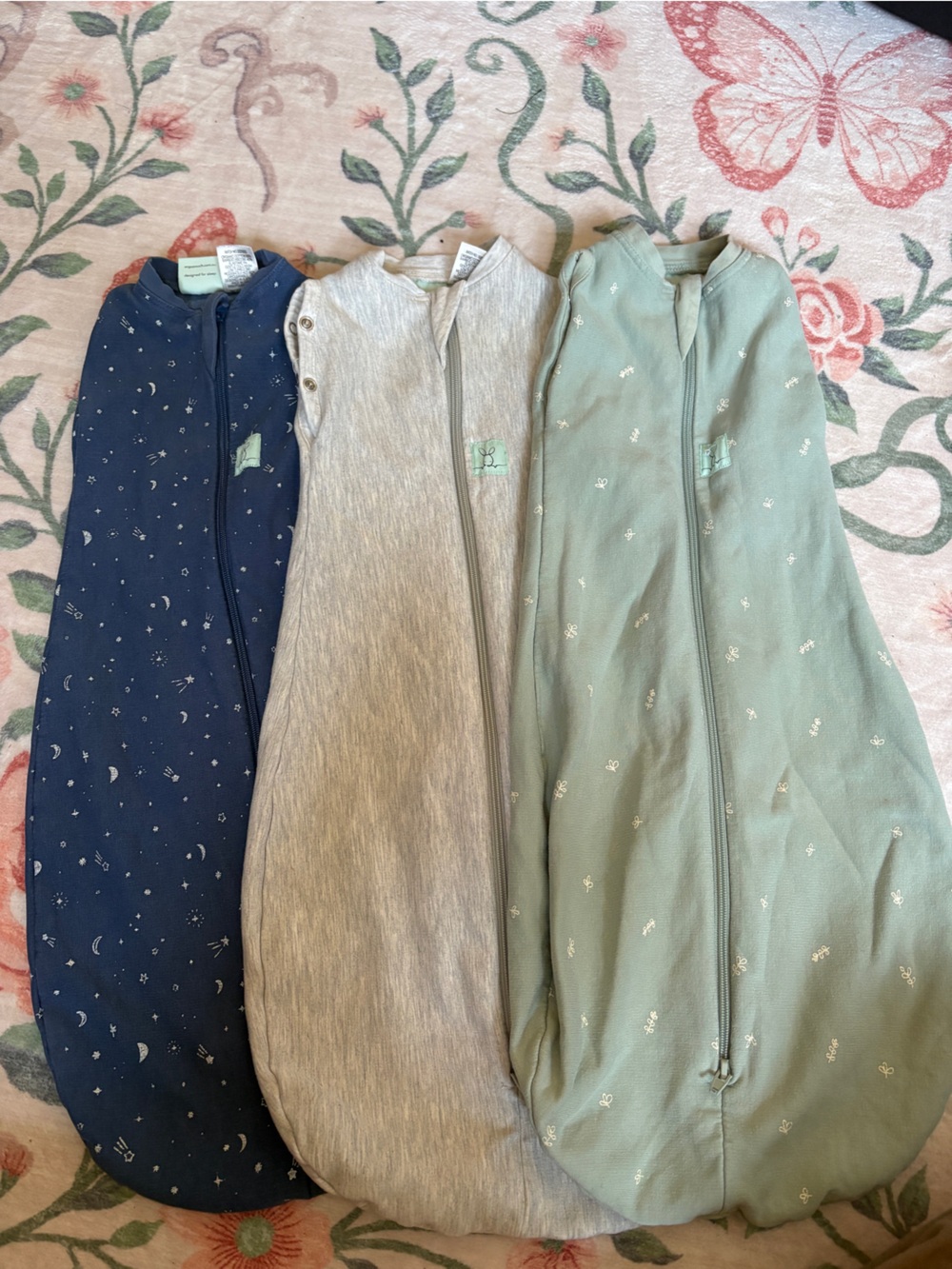 Ergobaby 3-Pack Sleep Sacks in Navy, Heather Gray & Sage